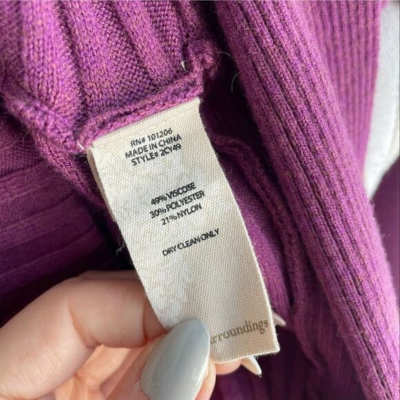 Soft Surroundings Boheme Sweater V Neck Long Sleeve Ribbed Textured Purple Large - Picture 8 of 10